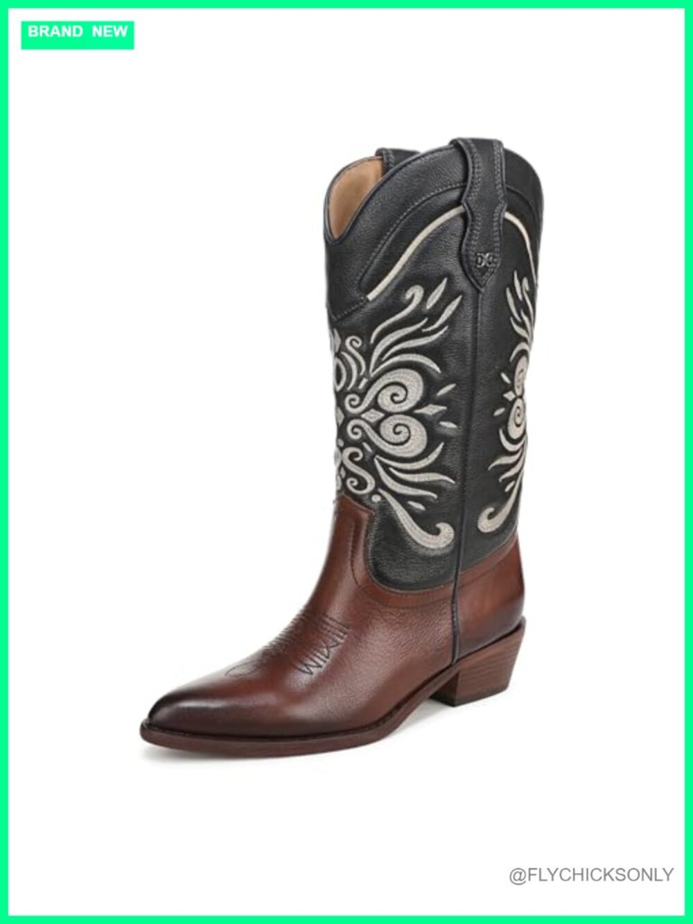 Leather Mid-Calf Western Cowboy Boots Pointed Toe Cuban Heel Pull-On